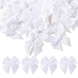 lot 20333 image: Yoyokid 50 Pcs 1.5in Mini Satin Ribbon Bows, Tiny Crafts Bows Decoration for DIY Cheer Pins Clothespins Accessories Wedding Gift Box Ornament, White