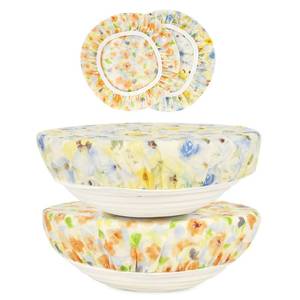 lot 20339 image: BERBAM Reusable Bowl Covers for Bread Proofing2 Large- Cotton Beeswax Bowl Covers Reusable with Elastic Rim, Sourdough Bowl Cover for Food Storage and Food Preservation (10INCH)
