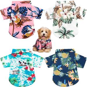 lot 20342 image: Weewooday 4 Pieces Small Pet Summer T-Shirts Hawaii Style Floral Pet Dog Shirt Breathable Cool Clothes Beach Seaside Puppy Sweatshirt for Puppy(Floral Style,X-Small)