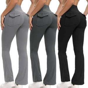 lot 20355 image: Womenfts Flare Leggings with Pockets High Waisted Butt Lifting No Front Seam Tummy Control Bootcut Yoga Pants for Women Medium