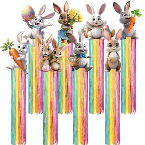lot 20365 image: Wavyknot 8 Pcs Easter Decorations Outdoor 3.6ft Easter Party Favors Bunny Hanging Decorations with Tassels Rabbit Garland Yard Hanging Signs for Wall Home Yard Lawn Tree Party Supplies Garden Decor
