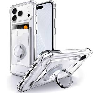lot 20374 image: Shields Up Designed for iPhone 17 Pro Max Case, Minimalist Wallet Case with Card Holder (3 Cards) and Ring StandKickstand, Drop Protection Slim Protective Cover for iPhone 17 Pro Max (6.9 inch) Clear