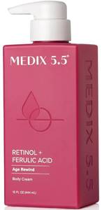 lot 20378 image: Medix 5.5 Retinol Body Lotion Firming Moisturizer  Crepey Skincare Treatment  Retinol Body Cream  Anti Aging Firming Cream For Women Targets Look Of Crepe Skin, Wrinkles, and Sagging Skin, 15 Fl Oz