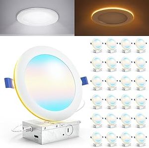 lot 1561 image: Amico 4 Inch 5CCT LED Recessed Lights with Night Light - 24 Pack