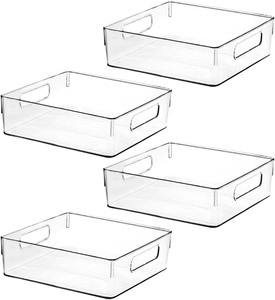 lot 3075 image: ShelfShaper Clear Plastic Storage Bins 4-Pack