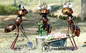 lot 3087 image: Metal Ant Garden Sculptures with Tools