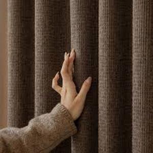 lot 4185 image: Single brown velvet curtain approx 48x88