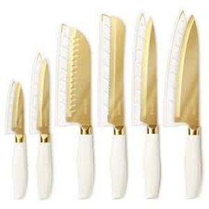 lot 4195 image: Stainless Steel Kitchen Knife Set with Slotted Blades