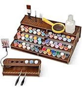lot 11953 image: Wooden Paint Brush Organizer with Palette Holder