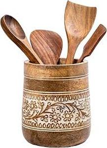 lot 11967 image: Mie Creations Decorative Wooden Kitchen Utensil Holder