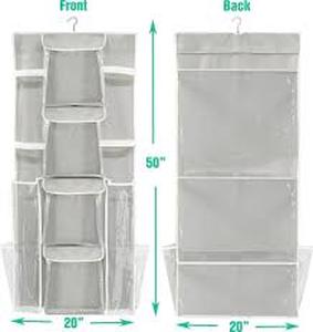 lot 12001 image: Simply Houseware Double Sided Hanging Closet Organizer 24 Pockets 1 Piece Gray
