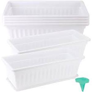 lot 12013 image: Joikit Pack Of 3 17 in White Plastic Flower Window Boxes Planters