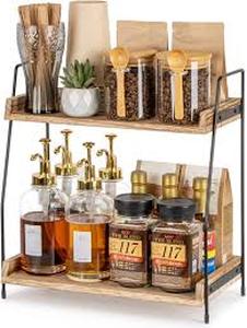 lot 12027 image: 2-Tier Coffee Bar Shelf with Metal Frame