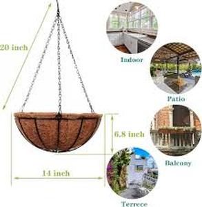 lot 12034 image: Artfamy Hanging Baskets For Plants Outdoors (8in 2 pack) Metal Wire Basket With Coco Liners