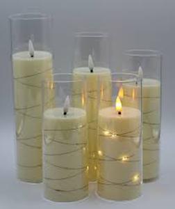 lot 19023 image: LED Battery Operated Candles with Hurricane Holders