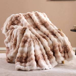 lot 1591 image: Smoofy Faux Fur Throw Blanket for Couch - Deer Brown Super Soft Cozy Bubble Blanket, Fawn Print Fluffy Plush Fuzzy Throw for Sofa & Bed, Thick Lightweight Warm Blanket, Luxury Gift for Women 50x60