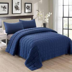 lot 1594 image: EMME Quilts Twin Size Bedding Sets Navy Blue Bedspread, Lightweight Soft Pre-Washed Quilt Comforter, 2 Piece, Cozy Reversible Coverlet with Pillow Sham for All Season (Square Pattern,66x90)