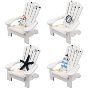 lot 1599 image: 4 Pack Wooden Handmade Mini Chair Ornament Beach Decor Nautical Decoration for Bathroom Bedroom Decor Home Decor Article Home Office Desk, 4 x 3.75 x 3.75 inches��White��
