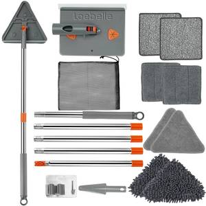 lot 1614 image: Loebelle Base Boards Cleaning Tool with 76 Long Handle, 360° Rotatable Wall Cleaner Base Board Cleaner Tool, Wall Cleaning Washing Mop with 8 Reusable Pads for Painted Walls, Ceilings and Baseboards