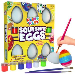 lot 1616 image: Dan&Darci Easter Egg Squishy Painting Kit - Arts & Crafts for Girls and Boys - Kids Art Activities - Craft Gift for Kid Ages 6 7 8 9 10 Year Old Girl Gifts - Decorate 6 Slow Rising Squishies
