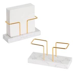lot 1627 image: 2 Pack Cocktail Napkin Holder for Table,Natural Marble Napkins Holder with Metal Wire,Modern Tissue Paper Dispenser for Dining Table Bar Kitchen (for 5 x 5 inches napkin)