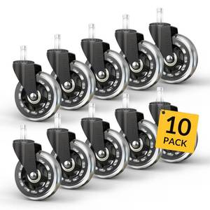 lot 1631 image: HOLKIE Office Chair Wheels 10pack Roller Blade Caster Rubber Replacement for Office 11x22mm Transparent 3 Inch, Desk Rolling Set of 10 for Hardwood Floors Gaming Chair Wheels Smooth & Silence Gliding