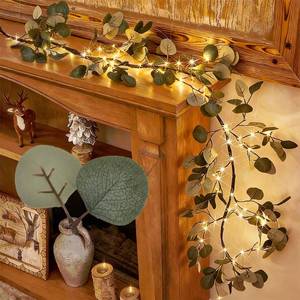 lot 1633 image: Birchlitland Decorative Garland Lights 6FT 96 LED Fairy Lights, Lighted Eucalyptus Twig Garlands with Timer Battery Operated for Bedroom Stairs Party and Holiday Decor Indoor Outdoor