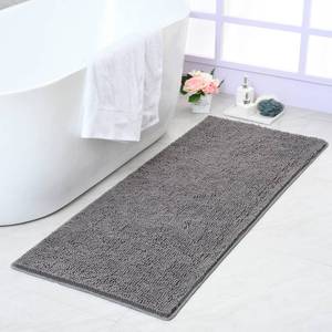 lot 1644 image: Noahas 24x 60 Grey Long Bathroom Rugs Runner,Absorbent Bath Mats for Bathroom Non-Slip with Rubber Backing,Soft Washable Carpet,Plush Chenille Shower Mats Shaggy Durable Bath Rugs
