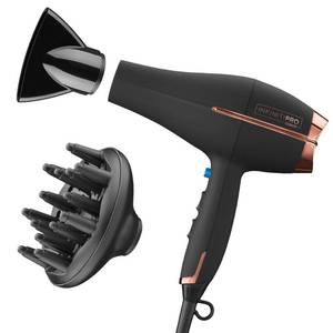 lot 1652 image: INFINITI PRO by CONAIR Hair Dryer, 1875W Blow Dryer with Diffuser and Concentrator, Ceramic Technology, 3 Heat & 2 Speed Settings, Cold Shot Button, Black