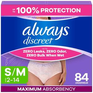 lot 1663 image: Always Discreet Incontinence Pads Size Small Medium