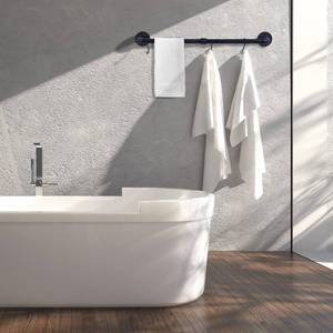 lot 1668 image: Industrial Black Pipe Towel Bar, 33.4 Inch Long Bath Towel Rack, Wall Mounted Heavy Duty Thicken Bathroom Hardware Towel Holder Organizer, Rustic Towel Rails