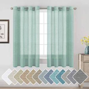 lot 1669 image: H.VERSAILTEX Linen Curtains Nickel Grommet Natural Linen Semi-Sheer Curtains 2 Panels Privacy Added Premium Soft Rich Material Drapes for BedroomLivingroom - 52x63 - Inch - Sea Mist