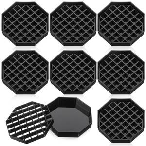 lot 2051 image: 8 Pcs Coffee Drip Tray Black Plastic Octagon Coffee Countertop Drip Coaster with Honeycomb Grid for Drink Tea Wine Beverage Dispenser (4 Inch)