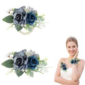 lot 2054 image: Aunthvra Red Corsage and Boutonniere Set for Bride Groom, Artificial Rose Flower Wrist Corsage Bracelets Homecoming Flowers Prom Suit Accessories Boutonniere for Wedding Prom Party Decorations