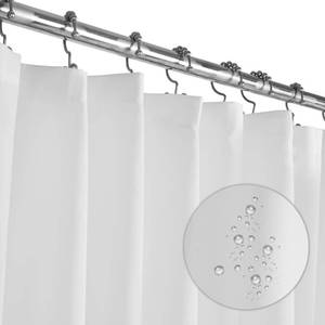 lot 2442 image: LiBa Fabric Bathroom Shower Curtain, 72 W x 72 H White Heavy Duty Waterproof Shower Curtain Liner