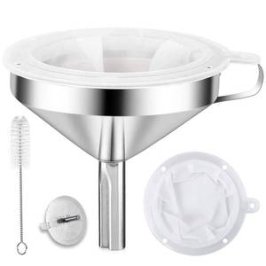 lot 2448 image: Kitchen Funnel for Filling Bottles, 304 Stainless Steel Food Funnels with Strainer and 200 Mesh Filter, Metal Funnel Set for Transferring Canning Oil Coffee