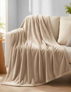 lot 2455 image: Casa Platino Fleece Throw Blankets �� 300 GSM Beige �� Soft Cozy Warm Holiday Throws for Winter, Fuzzy Plush Elegant Gifts for Kids, Men & Women - Ideal for Sofa, Chair or Bed - 50x60 Inch