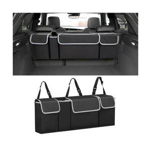 lot 2457 image: AUCELI Car Trunk Organizer, Backseat Hanging Large Storage with Adjustable Straps, Waterproof Collapsible Cargo Bag with 4 Pockets, Sturdy Space Saver Frees Trunk Floor for SUV, Truck, MPV