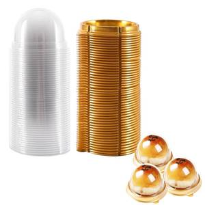 lot 2458 image: Hewnda 50 Pack 2 Inch Clear plastic mini cake box muffins box cookies cookies muffins dome box wedding birthday gift box(Gold)