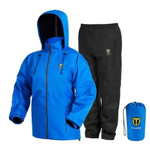 lot 2466 image: TIDEWE Rain Suit, Waterproof Breathable Lightweight Rainwear (Blue Size L)