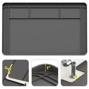 lot 2480 image: Under Sink Mats for Kitchen Waterproof, 34 X 22 Or Smaller Cut to Fit Under Sink Drip Tray for Kitchen Bathroom Cabinets, Silicone Liner Hold Up to 3.3 Gallons Liquid - Grey