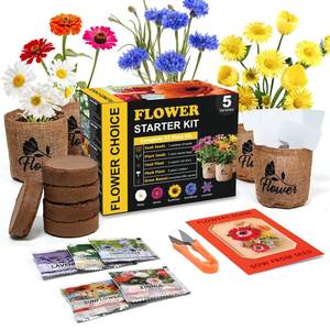 lot 2489 image: Indoor Daisy Garden Starter Kit with Gardening Tools - Planter Bags, Markers, Soil Disks and Shears, Home Gardening Gifts for Women Men Plant Lovers
