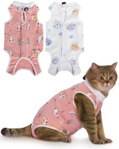lot 2493 image: ANWA 2 Pack Cat Recovery Suit - Breathable Cat Onesie for Cats After Surgery Female, Kitten Surgery Recovery Suit Female Abdominal Wounds