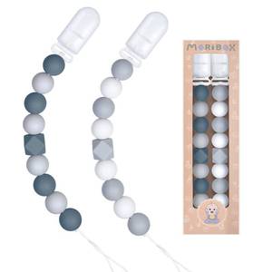 lot 4222 image: Pacifier Clip for Baby Boys and Girls Birthday Gift 2 Pack Gray