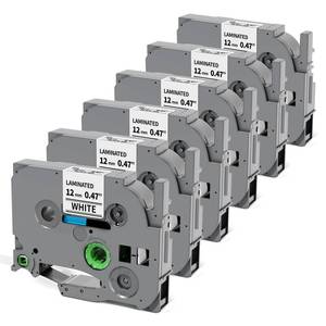 lot 4256 image: TZe TZ Tape 12mm 0.47 Laminated White, TZe-231 TZe231 Replacement for Brother P Touch Label Maker Tape Refills, Compatible with Brother PT-D210 D220 H110 D400 D410 D610BT, 12mm x 8m, 6-Pack