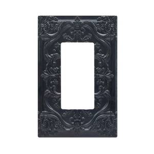 lot 4262 image: Wpshijia Decorative Outlet Covers Jet Black 3D Floral Embossed 1 Gang Rocker Light Switch Cover Plate Single Decora Light Switch Covers Wall Plate Faceplate for Bedroom Home Decor