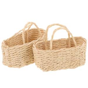 lot 4263 image: TOYANDONA 2 Pcs Dollhouse Basket Mini Wicker Basket with Handles Miniature Decorative Model for Crafts Dollhouse Furniture Accessories Landscape Photography Props