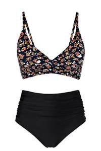 lot 4267 image: Amy Babe Womens High Waisted Bikini Sets Push Up Twist Front Spaghetti Straps Ruched Two Piece Swimsuit Bathing Suit 2xl