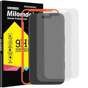 lot 4286 image: Milomdoi 3 Pack Matte Screen Protector for iPhone 17 Pro Max Phone Case Friendly Tempered Glass Accessories Film, Shatterproof No Bubble, Easy Installation with Mounting Frame for Apple