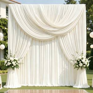 lot 4297 image: 12ft x 10ft Ivory Backdrop Curtains for Parties, Wrinkle Free 2 Panels Photo Backdrop Drapes Back Drop Cloth for Wedding Birthday Photography Background Decor
